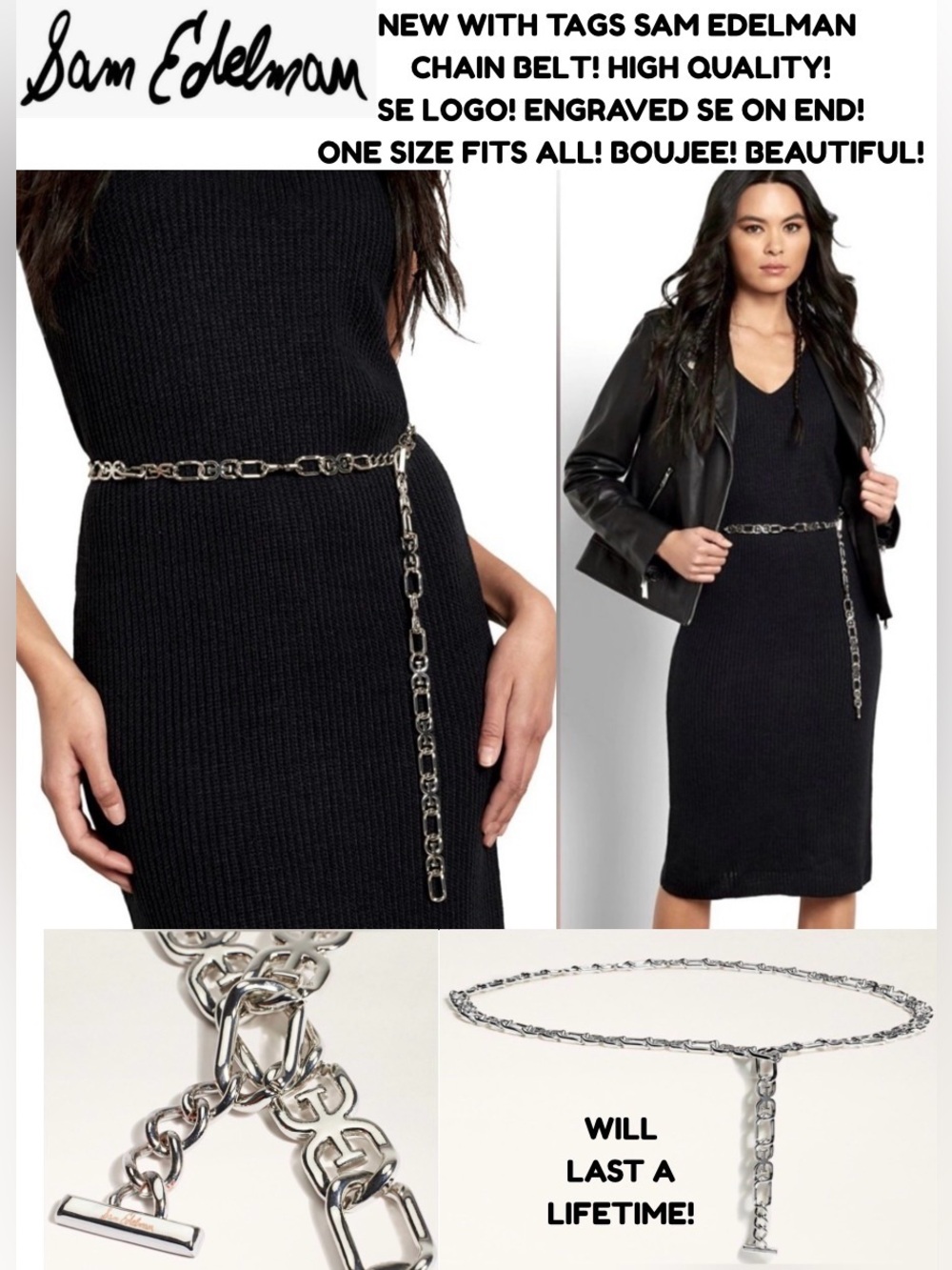 NWT! SAM EDELMAN CHAIN BELT! BOUJEE! SO SLEEK! SOLD OUT EVERYWHERE! OS!